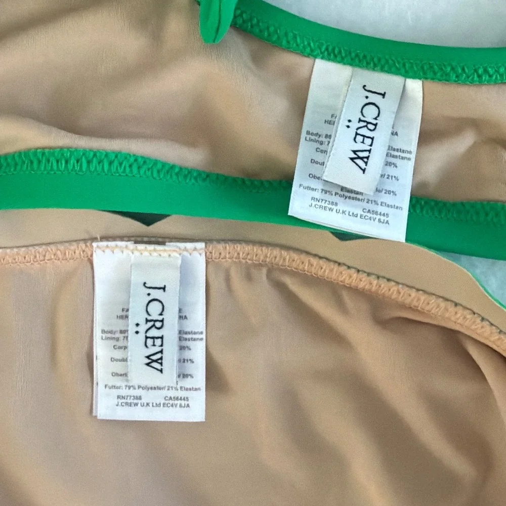J.Crew Green Scalloped Front Tie Bikini Set Two Piece Swimsuit Large